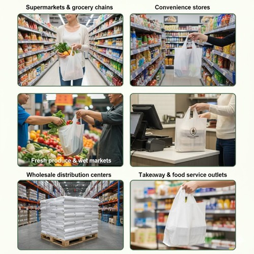 Application of White T-Shirt Bags Application of White T-Shirt Bags