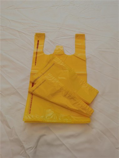 Bagiau plastig crys t melyn rhad